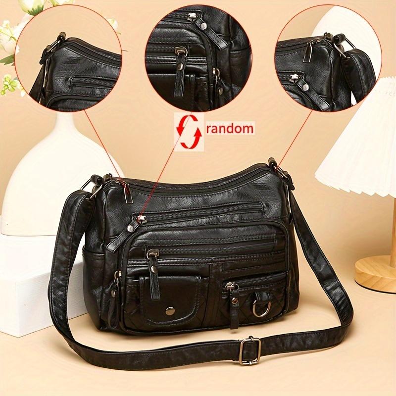 

Большая вместимость мягкая одно плечо кроссбоди косая сумка 2024 зимние женские повседневные маленькие сумки чёрный