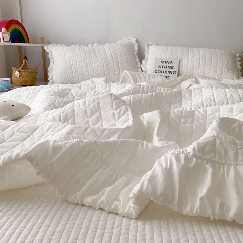 Korean Style Summer Bedspread On The Bed Washed Solid Color Quilt Air-Conditioning Lace Blanket Home Textiles 150X200/200X230Cm