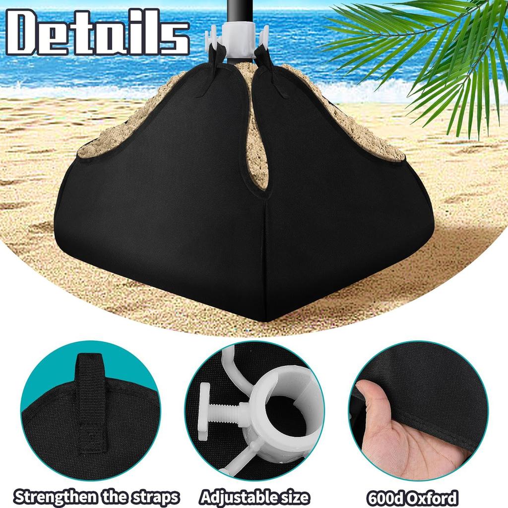 Base per ombrellone da spiaggia, peso in tessuto Oxford 600D, sacchi di sabbia resistenti per ombrellone da spiaggia, supporto per ombrellone da patio, base a sbalzo