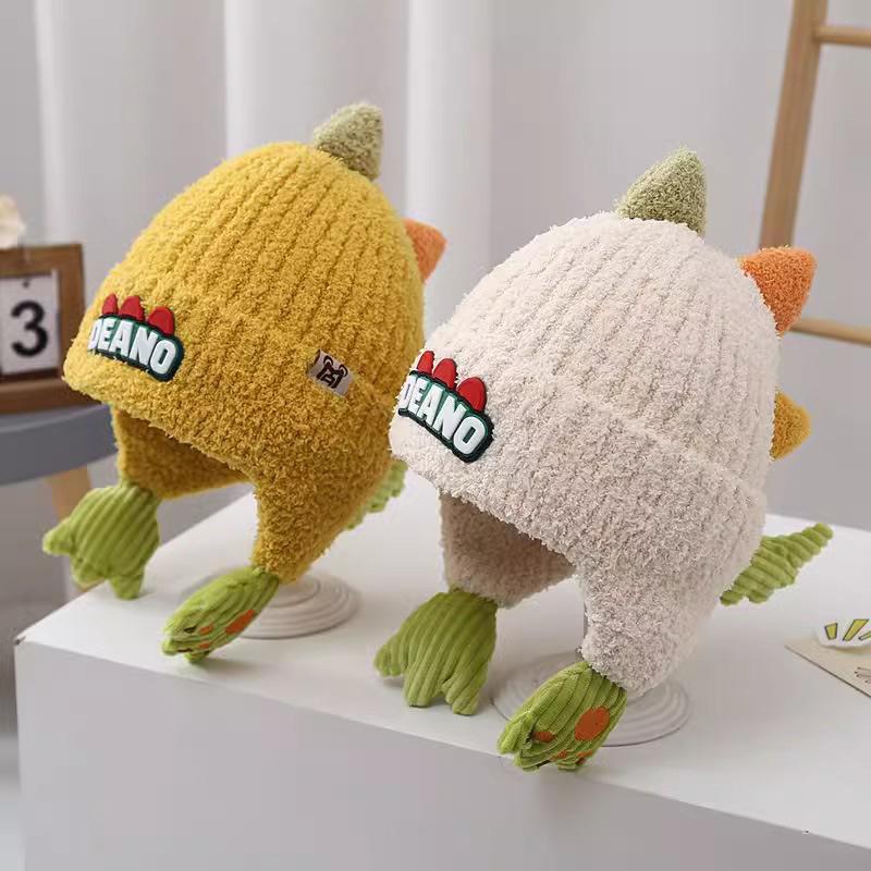 Autumn Winter Hat Cute Cartoon Dinosaur Modeling Hat  Ear Protection Warm Hat Windproof Thickened Children Hat Gifts