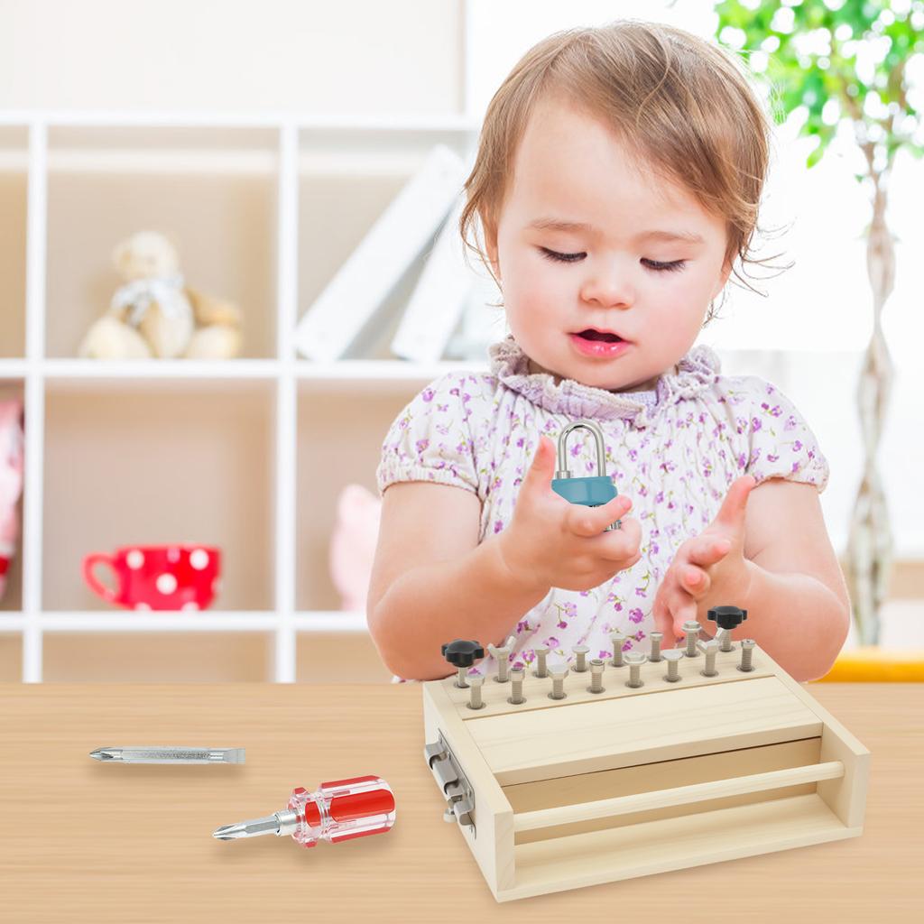 Wooden Screwdriver Board Toy Portable Screwdriver Board Learning Toy Educational Present for Travel 3 to 8 Years Old Kid