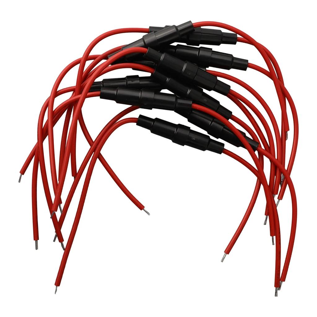 10pcs 5x20mm Inline Fuse Holder Fast-Blow Screw Type Fuse Holder With 22AWG Wire Watertight Holders Feature Snap Tight