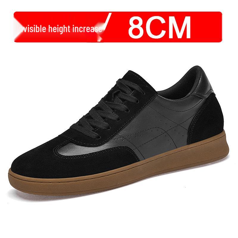 Men's Breathable Lace-up Sports Shoes, 8cm Height Increasing, Lightweight, Thick Sole, Casual Training Board Shoes