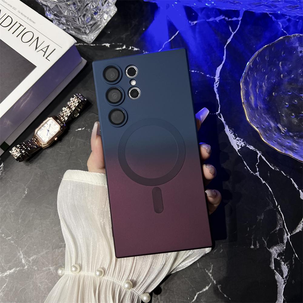 Magnetic Wireless Charge Gradient Case For Samsung Galaxy S25 S24 S23 S22 S21 S20 Plus Ultra For Magsafe Liquid Silicone Cover