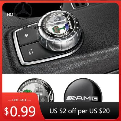 Autoaufkleber 29mm Auto Mittelkonsole Multimedia Tastenabdeckung Zierknopf Aufkleber für Mercedes Benz AMG GLC C CLA GLA W205 W211 W21