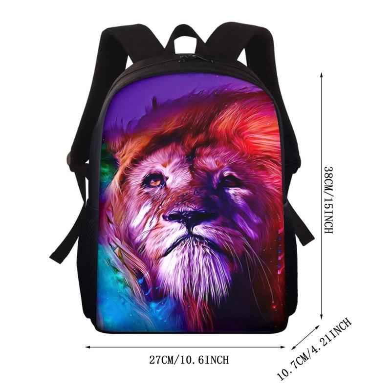 Lion Printed Children Schoolbag Laptop Bag Cheetah Girls Boys Travel Storage Backpacks Teenager Daily Casual Rucksacks Daypacks