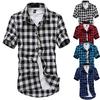 Mens Short Sleeve Lattice Plaid Painting Large Size Casual Top Blouse Shirts,men Blouse