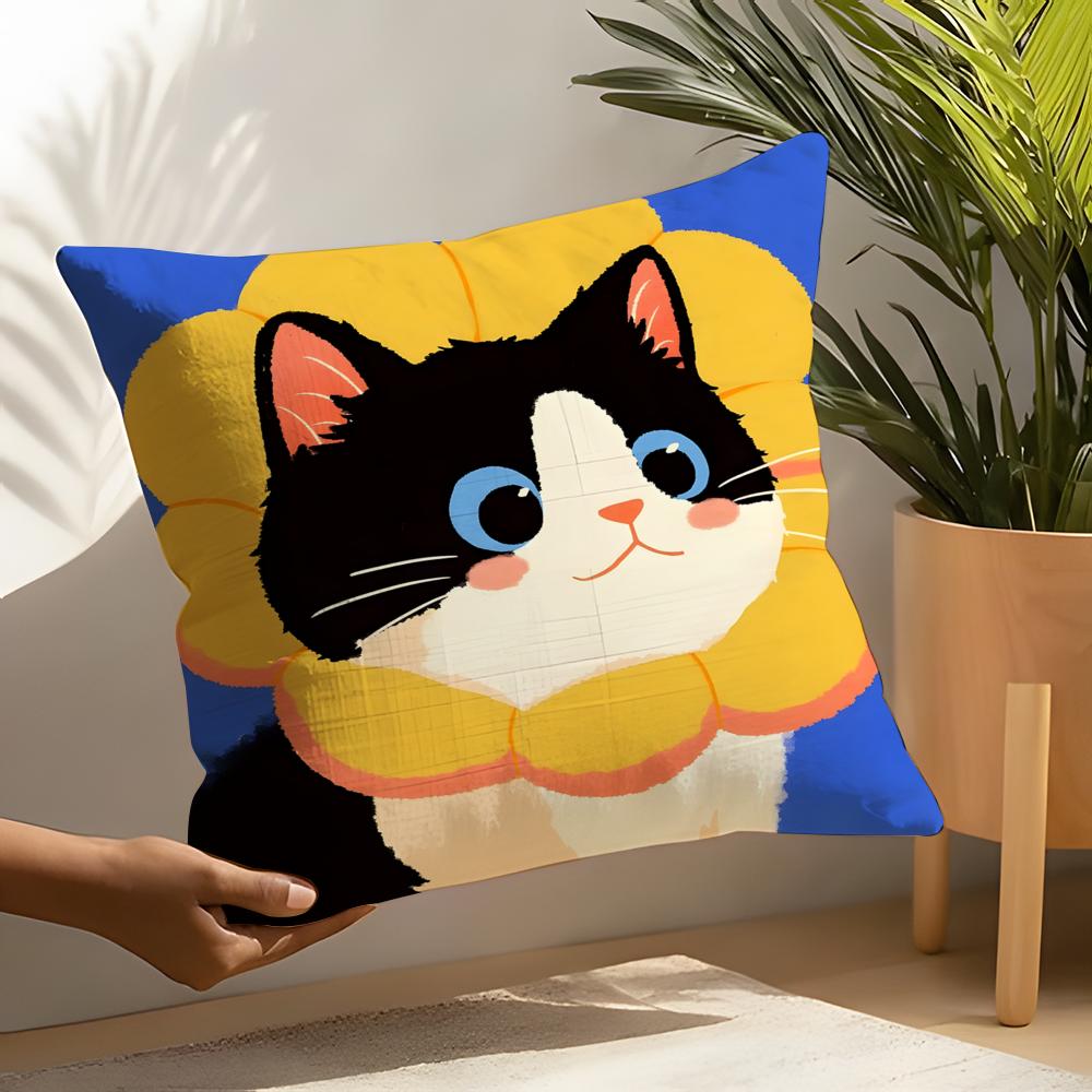 Cute Cartoon Cat Patterns Pillow Case Home Living Room Decoration Linen Pillowcover Pillow Cases Cushion Cover