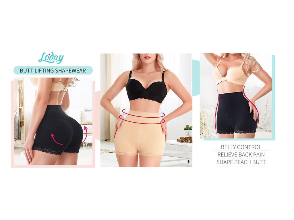 Body Shaping Sports Shorts with Butt Pads & Lace Trim