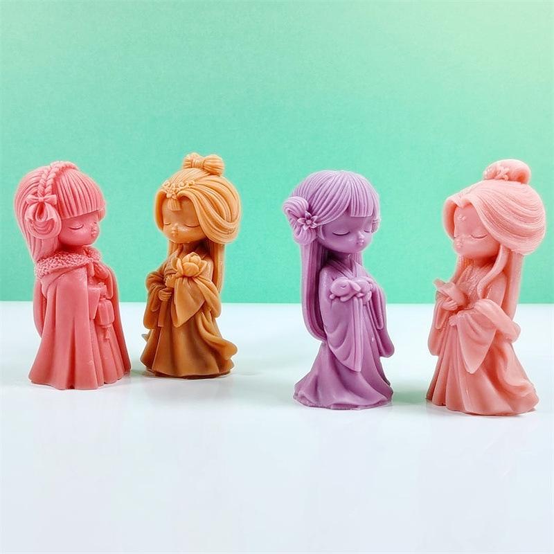 3D Niedliche Prinzessin Silikon Kerzenform DIY Augen Schließendes Mädchen Aromatherapie Gips Kristall Harz Gießform Heimhandwerk Geschenke
