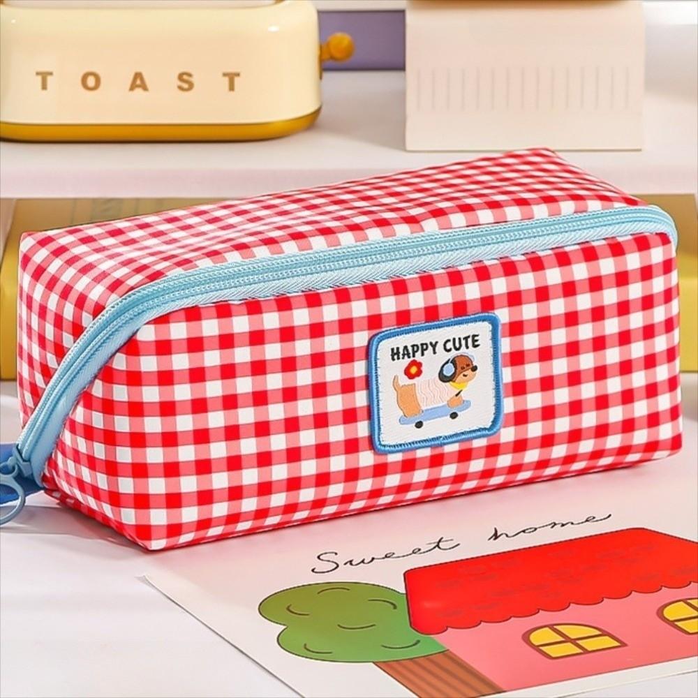 Large Capacity Grid Stationery Bag Desktop Storage Dopamine Pencil Pouch Prism Pencil Case  Office