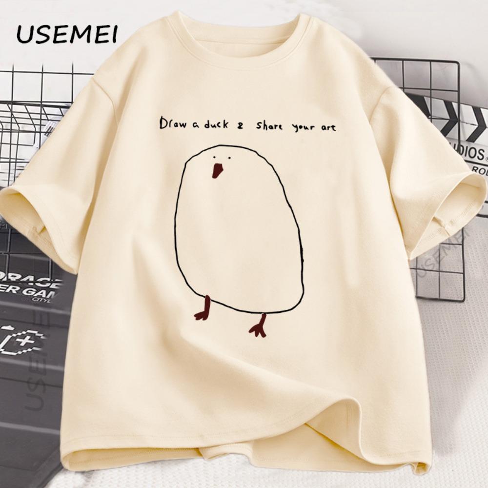 

Funny Painted Duck T-shirt Men and Women Casual and Interesting Printed T-shirt Summer Short-sleeved Cool Round Neck Men s Clothes T-shirt M