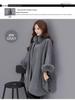 Hepburn Style Mid-Length Wool Coat with Imitation Fur Collar for Women