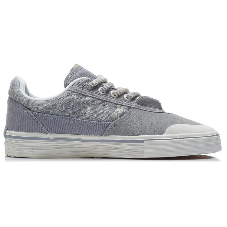 Li Ning Steven Harrington X  Canvas Suede Comfortable Versatile Non-Slip Shock Absorbing Durable Low-Top Skate Shoes Men sneaker Snow-Gray AECR105-2