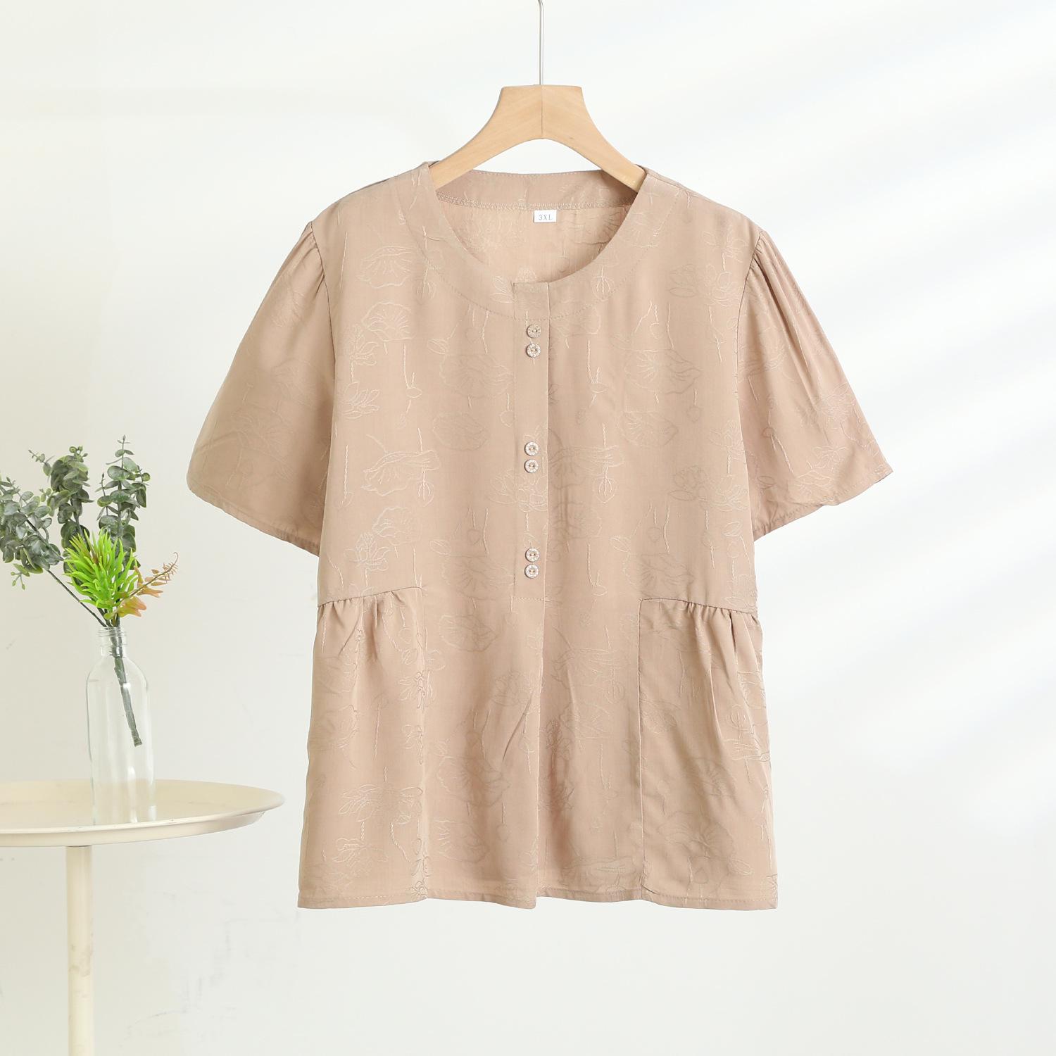 

Летний женский свободный топ большого размера - Универсальная, стройнящая хлопково-рейоновая рубашка для мам среднего возраста 3XL