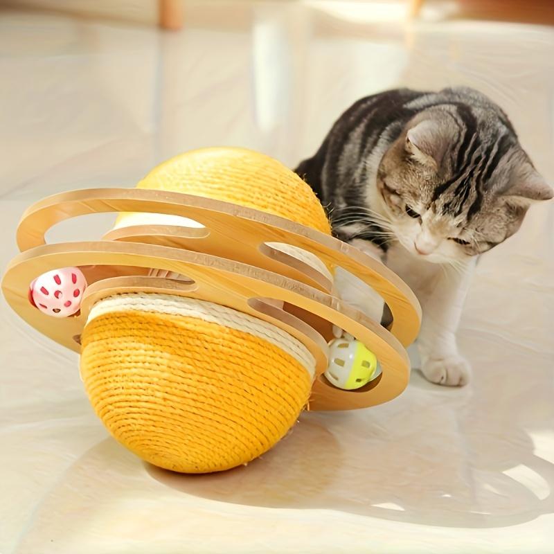Sturdy Cat Scratcher Board with Planet Design Ball and Rotating Discs
