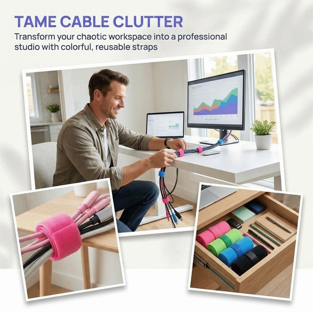 50 Stück Wiederverwendbare Kabelbinder Verstellbare Drahtbinder Bunte Kabelbinder Klebebinder