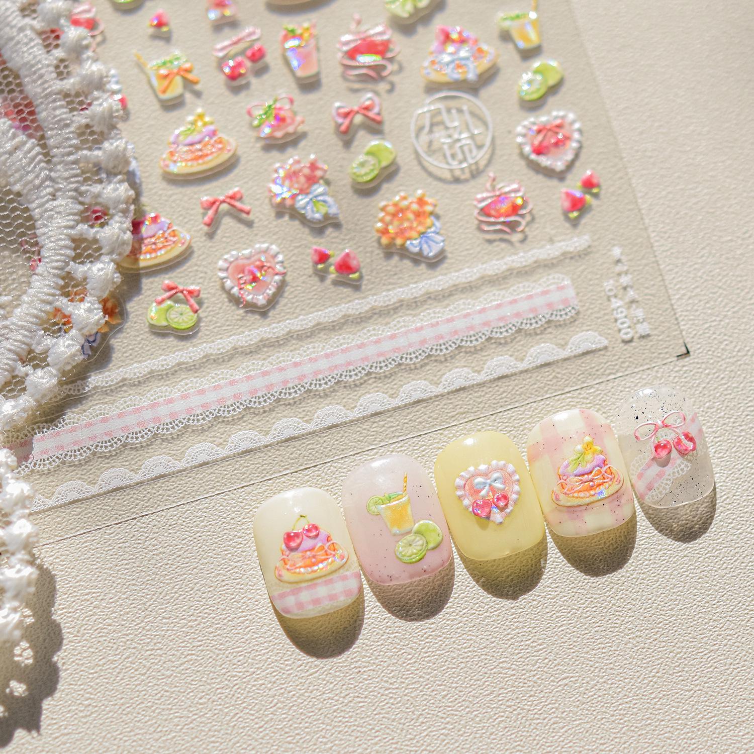 

**Tomoni 3D Embossed Children s Heart & Dessert Nail Art Stickers**