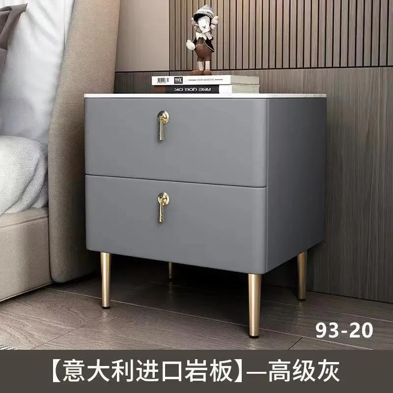 Einfache Moderne Nachtkonsolen aus Massivholz für Wohnmöbel Schiefer Nachttisch Nordisches Design Leichter Luxus Schlafzimmer Nachttisch
