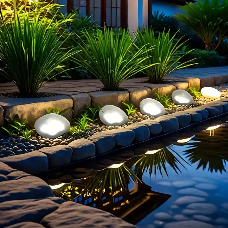 1/2/4PCS Solar Pebble Lights Outdoor Garden Colorful Waterproof IP45 Patio Pathway Swimming Pool Wedding Dinner Holiday Decor