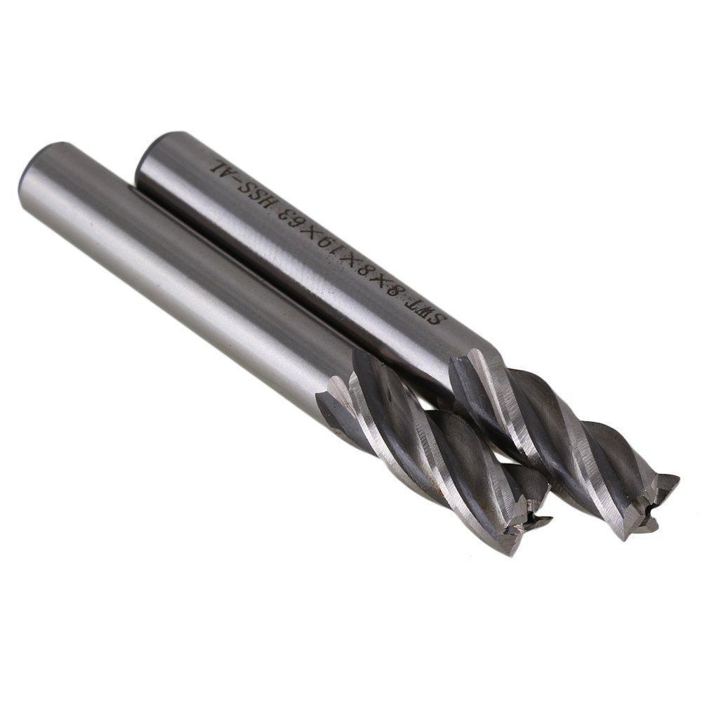 8mm Straight Shank Milling Cutter 4 Flute HSS CNC Mill Milling Cutter Metal Drill Bits Cutting Tool