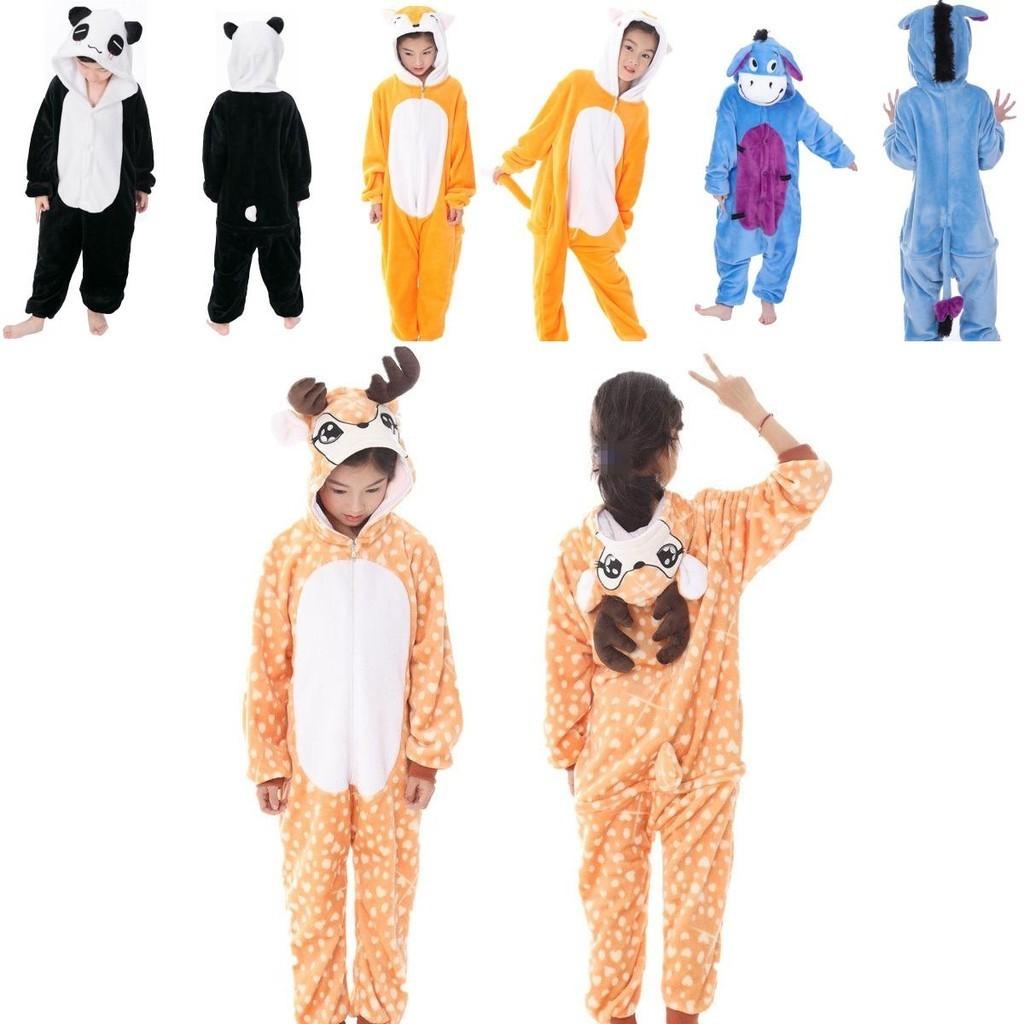 Adorable Animal Flannel Pyjamas For Kids Featuring Cozy Onesie Sleepwear With Pockets