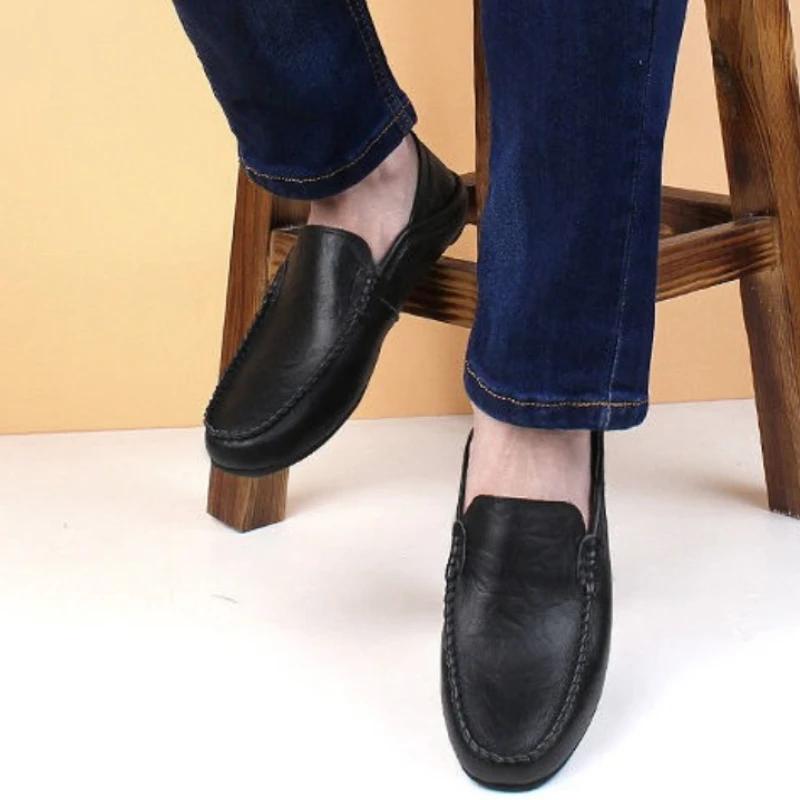 Non Slip Plain British Style Leather Shoes for Men Soft Comfortable Cowhide Elegant Low Price Classic Original Man Casual Shoe