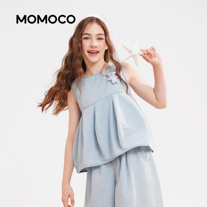 MOMOCO Boy's Summer Thin Denim Two-piece Set
