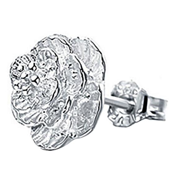 1 Pair Women Fashion Romantic Piercing Flower Shape Silver Plated Stud Earrings Jewelry for Party