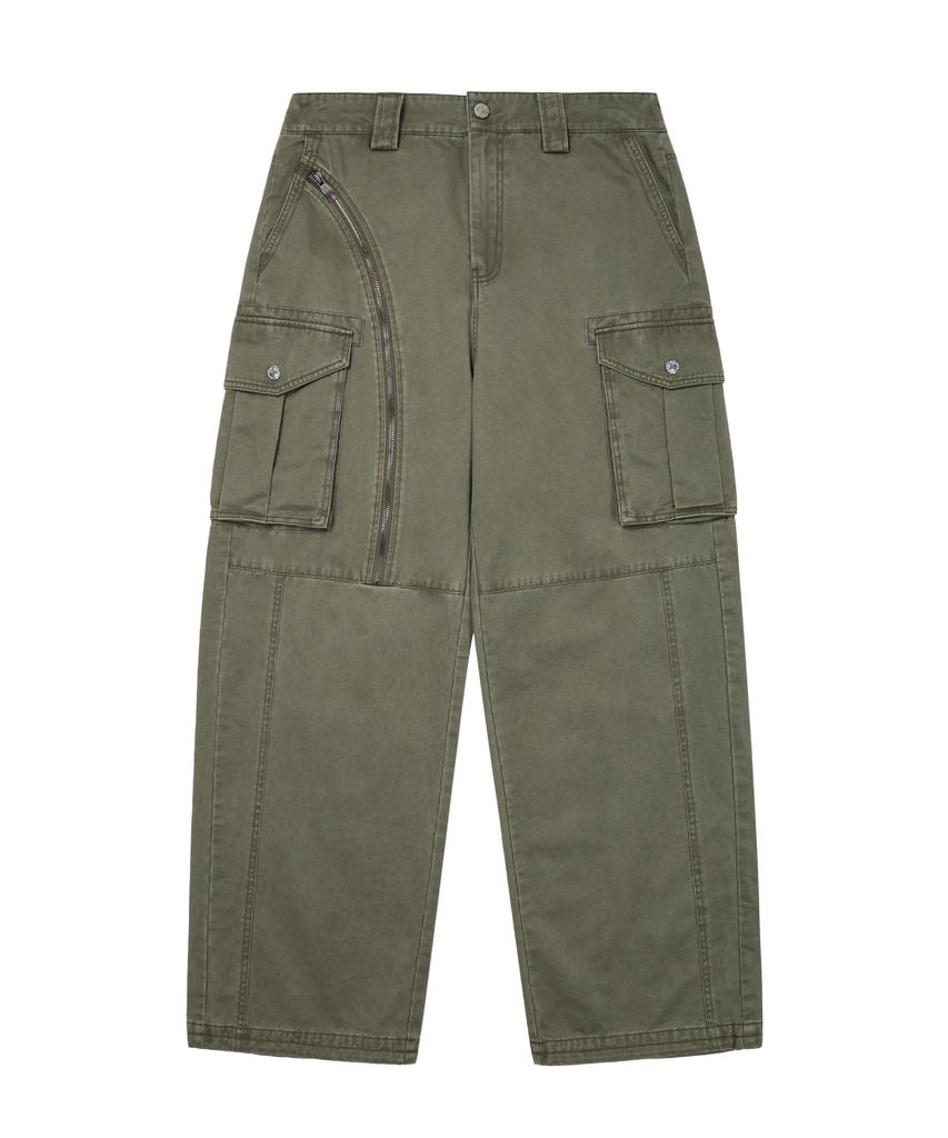 AAKAM Oblique Zippered Cargo Pants (Khaki)