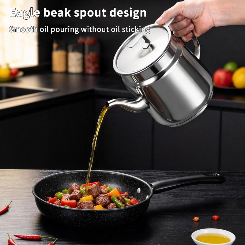 Stainless Steel Filter Oil Pot Stainless Steel Household Leak-Proof Wine Pot Pouring Oil Bottle Seasoning Tank Kitchen Tool