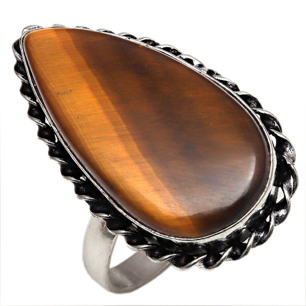 

Ring Tiger 925 Sterling Silver Size Eye Eye s Gold Eyes Natural Yellow Solid