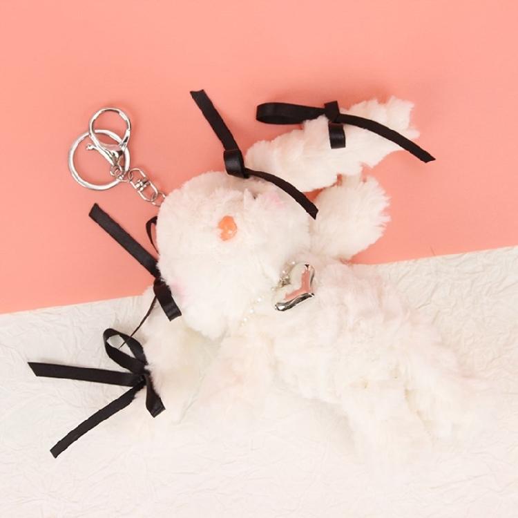 Lovely Plush Rabbit Keychain Cartoon Rabbit Bag Charm Bag Ornament for Girl Featuring Soft Fabric and Eye Catching Color