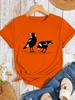 Simple And Cute Tshirt With Australian Magpie Silhouette Print Round Neck Daily Casual Womens Top Soft Round Neck Tshirt