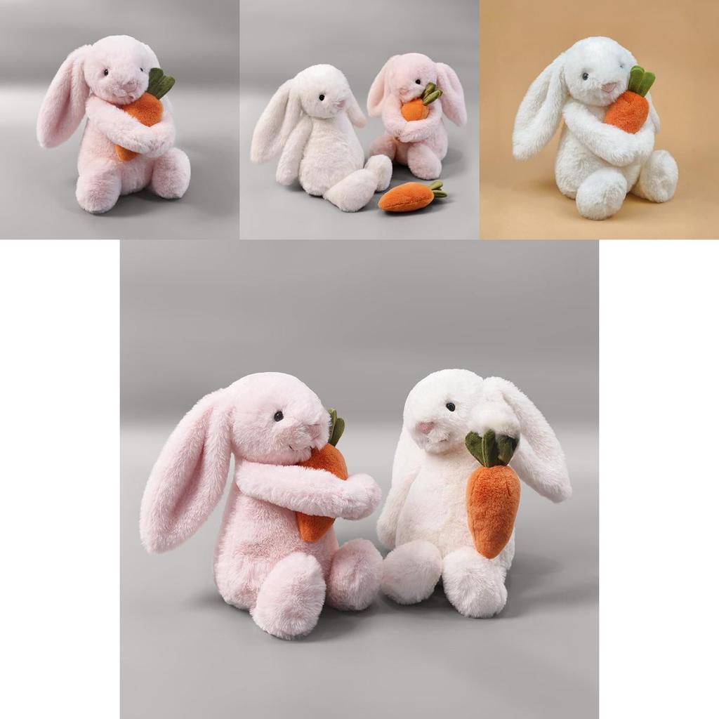 Easter Bunny Plush Toy With Floppy Ears And Carrot For Kids Nursery Decor