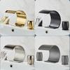 Basin Faucet 3 Holes Double Handles Bathroom Waterfall Faucet Nickel Finished Three Pieces Bathroom Bathtub Faucet Crane Tap