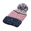 Women Winter Knitting Hat with Pom Poms Decor Patchwork Color Autumn Winter Jacquard Hat Windproof Breathable Headwear