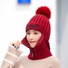 Women Kids Girls Warm Pullover Knitting Neckerchief Hat with Zipper for Riding