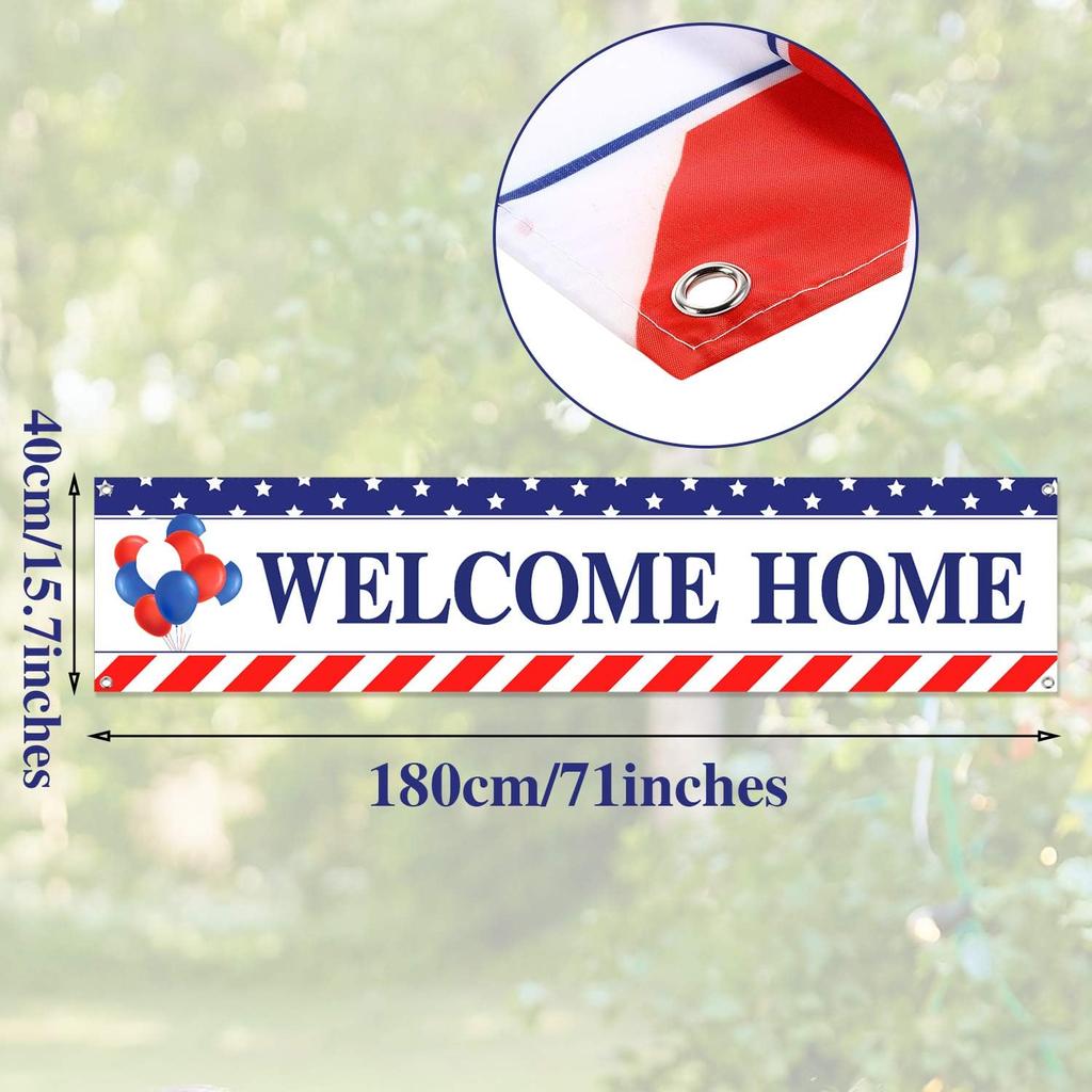 Blulu Welcome Home Banner Decoration 71 x 15.7 Inches Large Welcome Back Home Yard Sign for Outdoor Memorial Day Patriotic Labor Day Homecoming