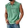 Men's Vintage Wash Sleeveless Polo Shirt Casual Denim Look Tank Top Button Down Vest Summer Beach Streetwear
