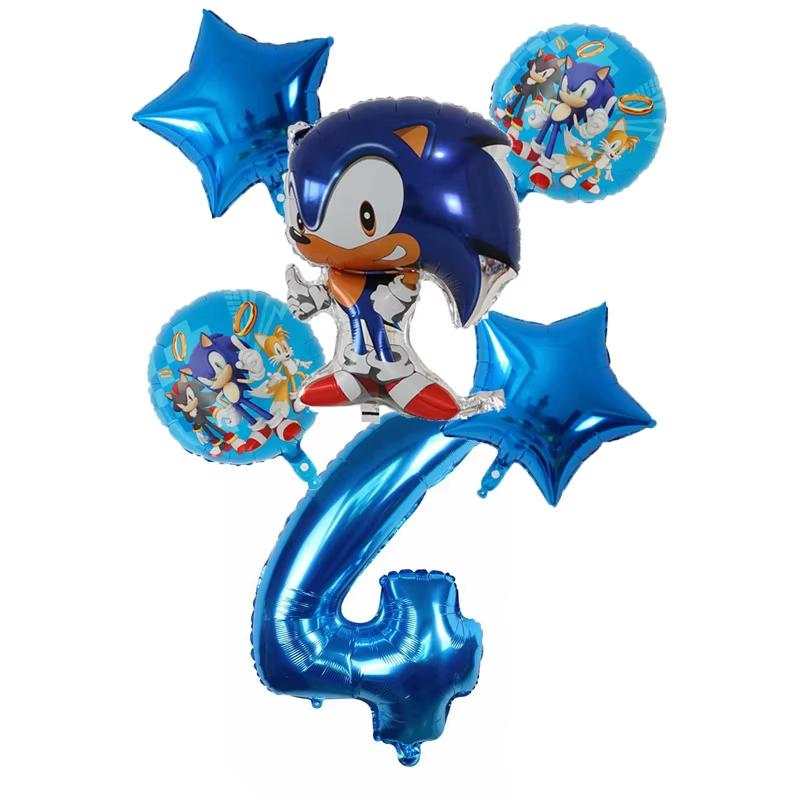 6Pcs Cartoon Hedgehog Balloons Sonic Theme Birthday Party Decoration Balloons For Boys Children Baby Bath Toys