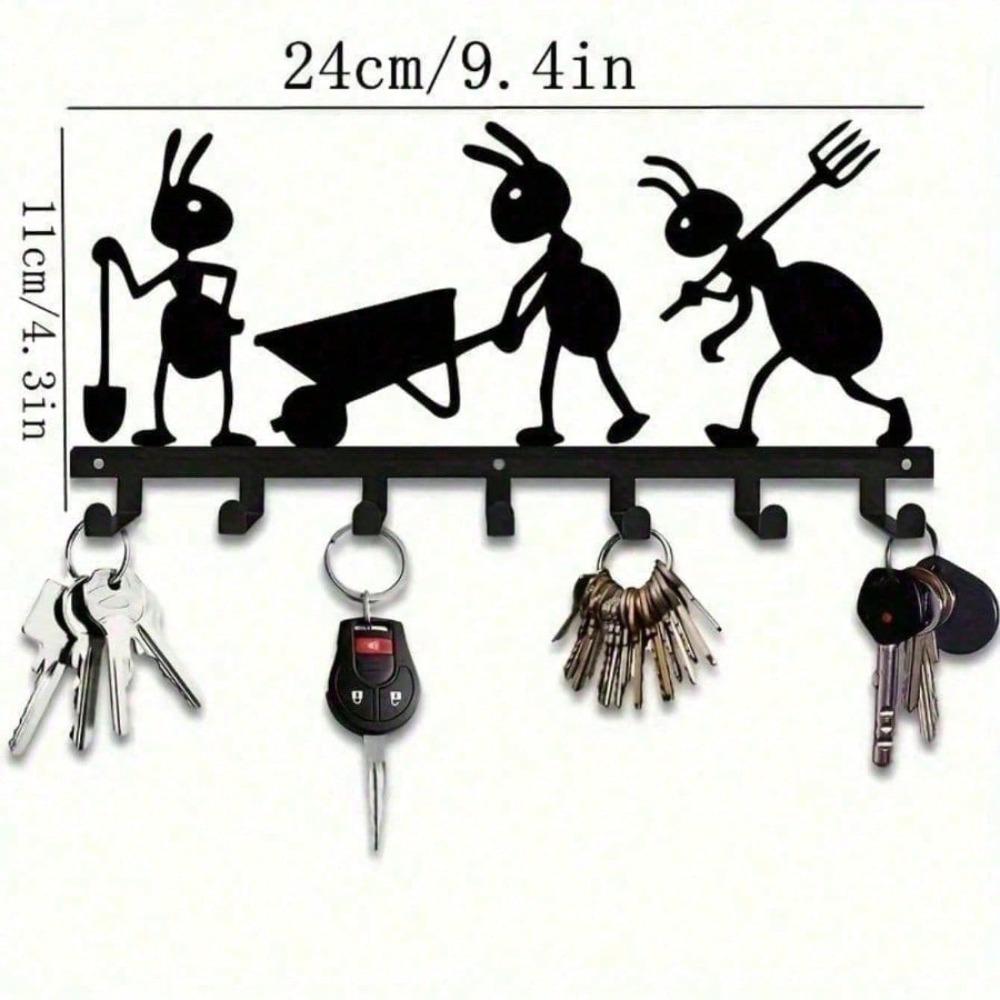 

Ant Metal Key Holder Wall Mount 7 Hooks Modern Key Organizer Entryway Storage Rack Space Saving Home Decor Gift TY7143 різнокольоровий