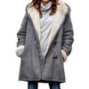 Women Casual Hooded Jacket Coat with Pockets Fleece Lined Warm Winter Outwear Fashion Parker Coat