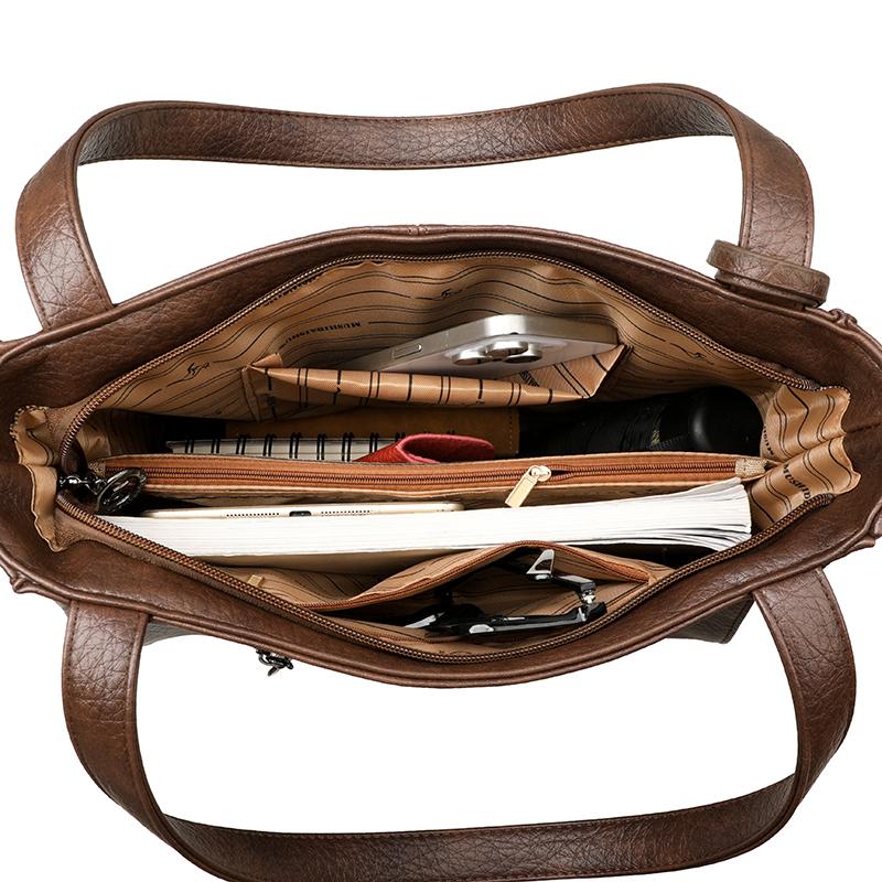 תיק טוטה מ-PU לנשים, תיק כתף בקיבולת גדולה, תיק צד, תיק יומיומי לאם