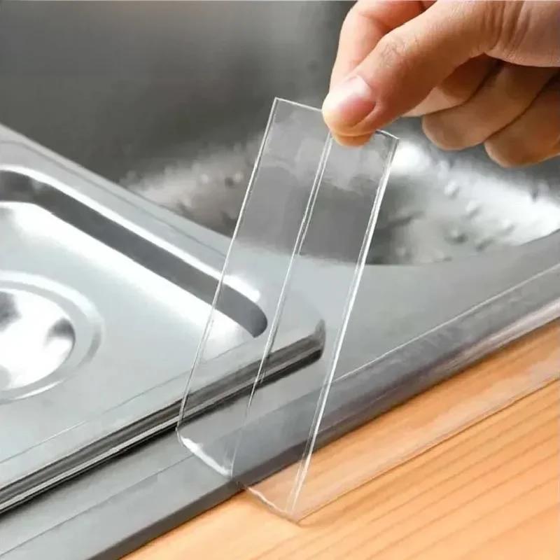 Transparent Acrylic Single-fold Kitchen And Bathroom Waterproof Mildew Stickers Sink Beautiful Stickers(3.2m*3.8cm)