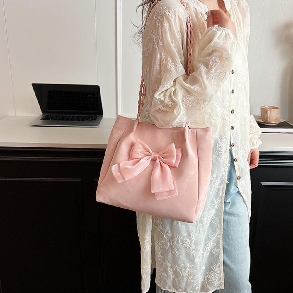 Large Capacity Women's Shoulder Bag Soft Casual Handheld Bag Portable Bow Shoulder Bag Casual Wear