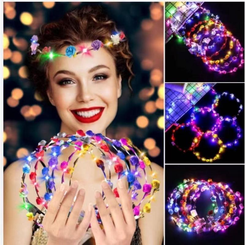 10-color Flashing Flower Ring, Rattan Headpiece, LED Lights, Bridal Seaside Flower Ring Headpiece, Ground Flower Ring