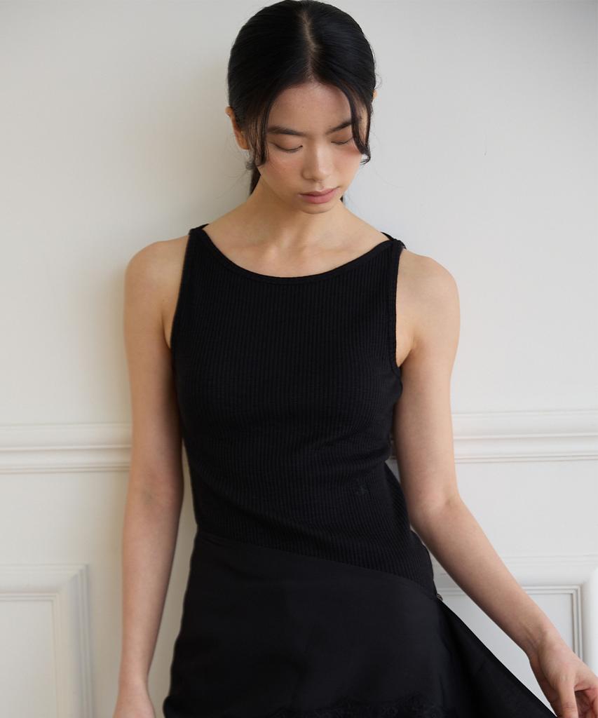 Oeoseoul Boat Neck Ribbed Top _ Core Colors