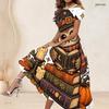 Women Plus Size Round Neck Short Sleeve Printed A Line Long Dress Halloween Raccoon Pumpkin Pattern