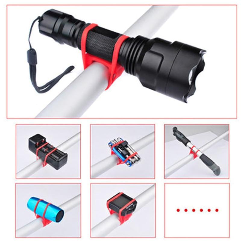 5 Pezzi Fasce in Silicone per Biciclette Cintura Fissa in Silicone Supporto Torcia per Ciclismo Supporto Torcia per Biciclette Fasce Elastiche Bende